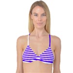 Horizontal Stripes - White and Indigo Violet Reversible Tri Bikini Top