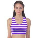 Horizontal Stripes - White and Indigo Violet Women s Sports Bra