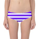 Horizontal Stripes - White and Indigo Violet Classic Bikini Bottoms