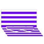 Horizontal Stripes - White and Indigo Violet Twin Heart Bottom 3D Greeting Card (8x4)