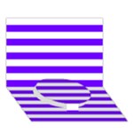 Horizontal Stripes - White and Indigo Violet Circle Bottom 3D Greeting Card (7x5)