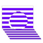 Horizontal Stripes - White and Indigo Violet Circle 3D Greeting Card (7x5)