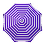 Horizontal Stripes - White and Indigo Violet Golf Umbrella