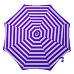 Horizontal Stripes - White and Indigo Violet Hook Handle Umbrella (Large)