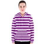 Horizontal Stripes - White and Purple Violet Women s Zipper Hoodie