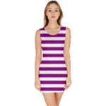 Horizontal Stripes - White and Purple Violet Bodycon Dress