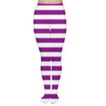 Horizontal Stripes - White and Purple Violet Women s Tights