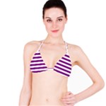 Horizontal Stripes - White and Purple Violet Bikini Top