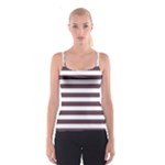 Horizontal Stripes - White and Eggplant Violet Spaghetti Strap Top