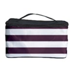 Horizontal Stripes - White and Eggplant Violet Cosmetic Storage Case