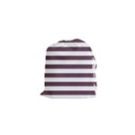 Horizontal Stripes - White and Eggplant Violet Drawstring Pouch (XS)