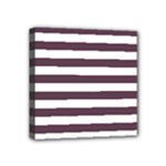 Horizontal Stripes - White and Eggplant Violet Mini Canvas 4  x 4  (Stretched)