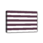 Horizontal Stripes - White and Eggplant Violet Mini Canvas 6  x 4  (Stretched)