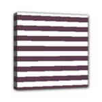 Horizontal Stripes - White and Eggplant Violet Mini Canvas 6  x 6  (Stretched)