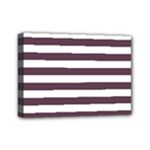 Horizontal Stripes - White and Eggplant Violet Mini Canvas 7  x 5  (Stretched)