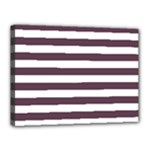 Horizontal Stripes - White and Eggplant Violet Canvas 16  x 12  (Stretched)