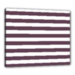 Horizontal Stripes - White and Eggplant Violet Canvas 24  x 20  (Stretched)