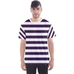 Horizontal Stripes - White and Dark Purple Men s Sport Mesh Tee