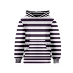 Horizontal Stripes - White and Dark Purple Kid s Pullover Hoodie