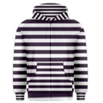 Horizontal Stripes - White and Dark Purple Men s Zipper Hoodie