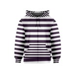 Horizontal Stripes - White and Dark Purple Kid s Zipper Hoodie