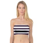 Horizontal Stripes - White and Dark Purple Bandeau Top