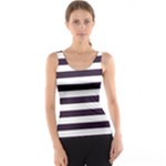 Horizontal Stripes - White and Dark Purple Tank Top