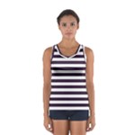 Horizontal Stripes - White and Dark Purple Women s Sport Tank Top