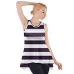 Horizontal Stripes - White and Dark Purple Side Drop Tank Tunic