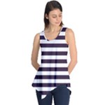 Horizontal Stripes - White and Dark Purple Sleeveless Tunic