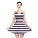 Horizontal Stripes - White and Dark Purple Reversible Skater Dress