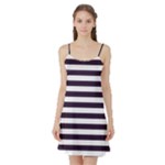 Horizontal Stripes - White and Dark Purple Satin Night Slip