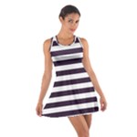 Horizontal Stripes - White and Dark Purple Cotton Racerback Dress