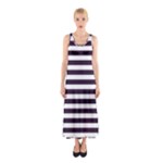 Horizontal Stripes - White and Dark Purple Full Print Maxi Dress