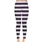 Horizontal Stripes - White and Dark Purple Women s Leggings