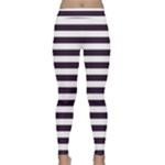 Horizontal Stripes - White and Dark Purple Yoga Leggings