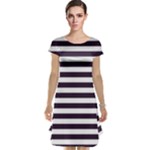 Horizontal Stripes - White and Dark Purple Cap Sleeve Nightdress