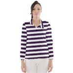 Horizontal Stripes - White and Dark Purple Wind Breaker (Women)