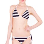 Horizontal Stripes - White and Dark Purple Bikini Set