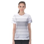 Horizontal Stripes - White and Pale Gray Women s Sport Mesh Tee