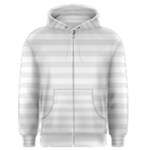 Horizontal Stripes - White and Pale Gray Men s Zipper Hoodie