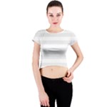 Horizontal Stripes - White and Pale Gray Crew Neck Crop Top