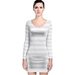 Horizontal Stripes - White and Pale Gray Long Sleeve Bodycon Dress