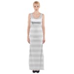 Horizontal Stripes - White and Pale Gray Maxi Thigh Split Dress