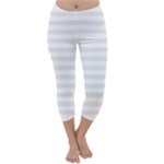 Horizontal Stripes - White and Pale Gray Capri Winter Leggings