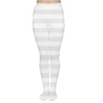 Horizontal Stripes - White and Pale Gray Women s Tights