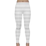 Horizontal Stripes - White and Pale Gray Yoga Leggings