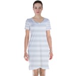 Horizontal Stripes - White and Pale Gray Short Sleeve Nightdress