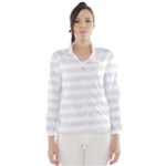 Horizontal Stripes - White and Pale Gray Wind Breaker (Women)