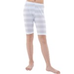 Horizontal Stripes - White and Pale Gray Kid s Mid Length Swim Shorts